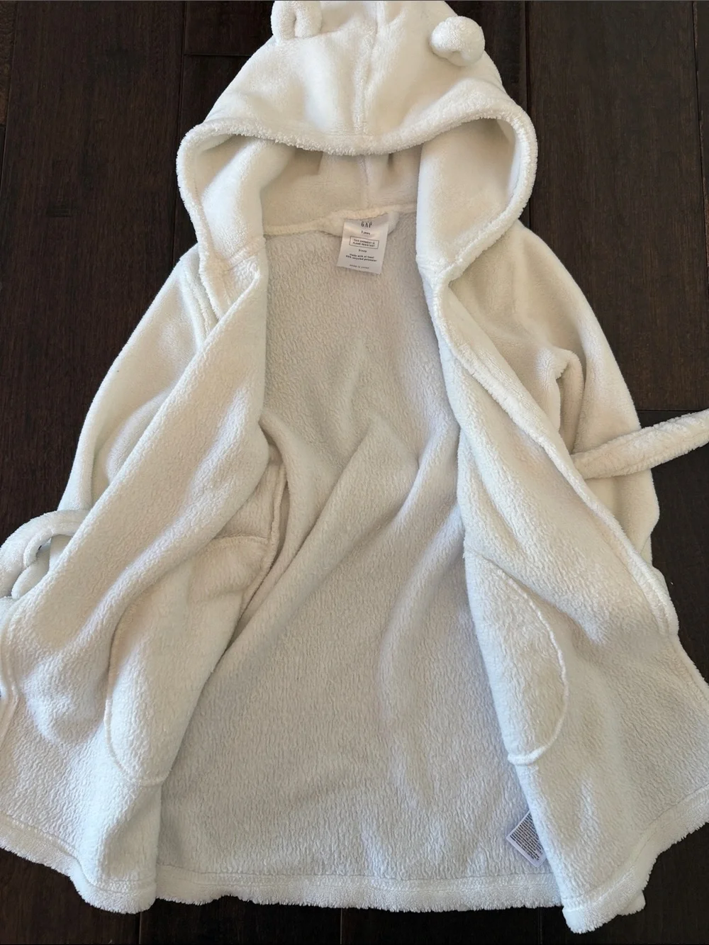 Baby Gap Gender Neutral Plush Hooded Bath Robe in Cream